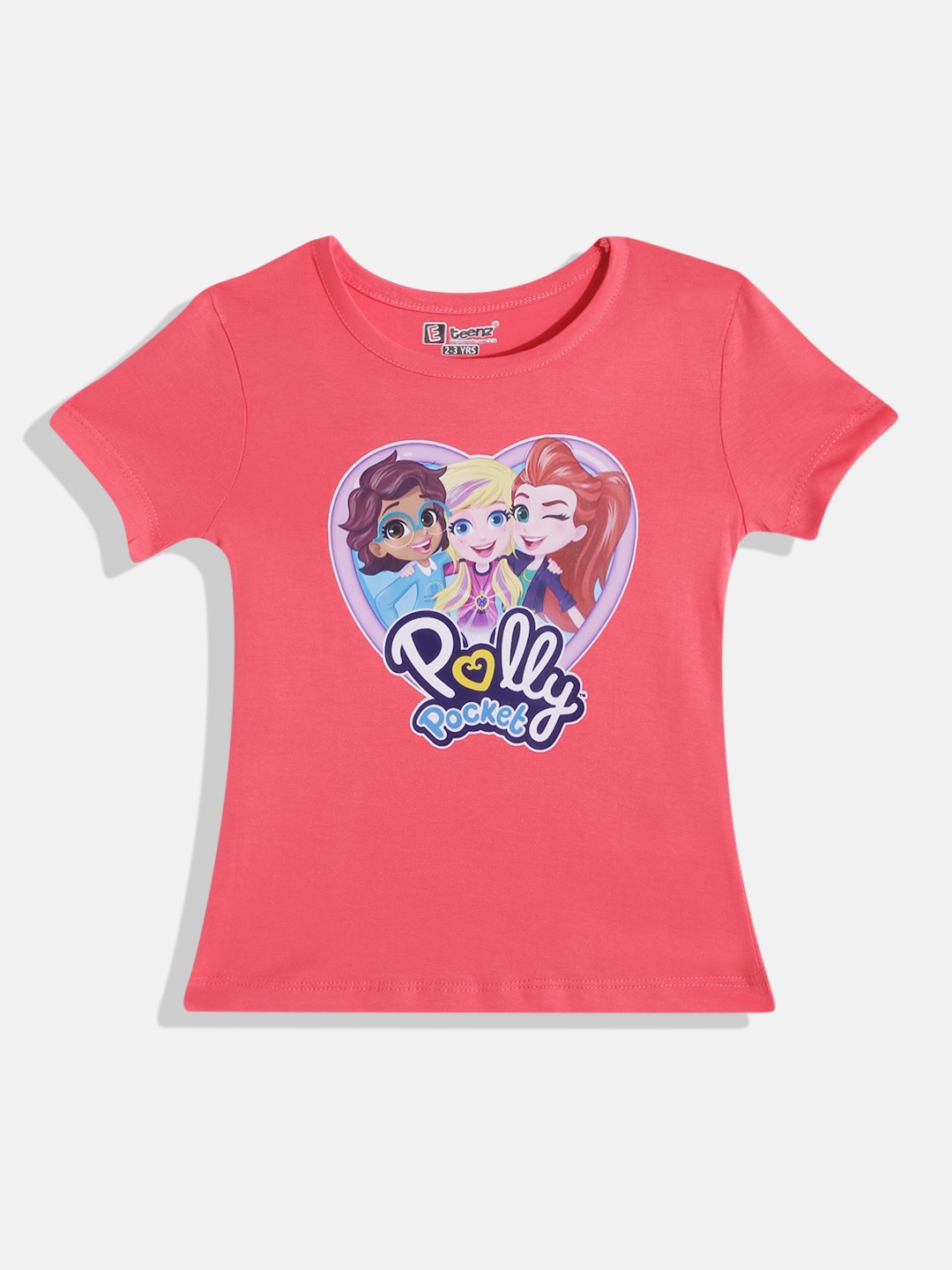 

Eteenz Girls Polly Pocket Printed Premium Cotton T-shirt, Coral