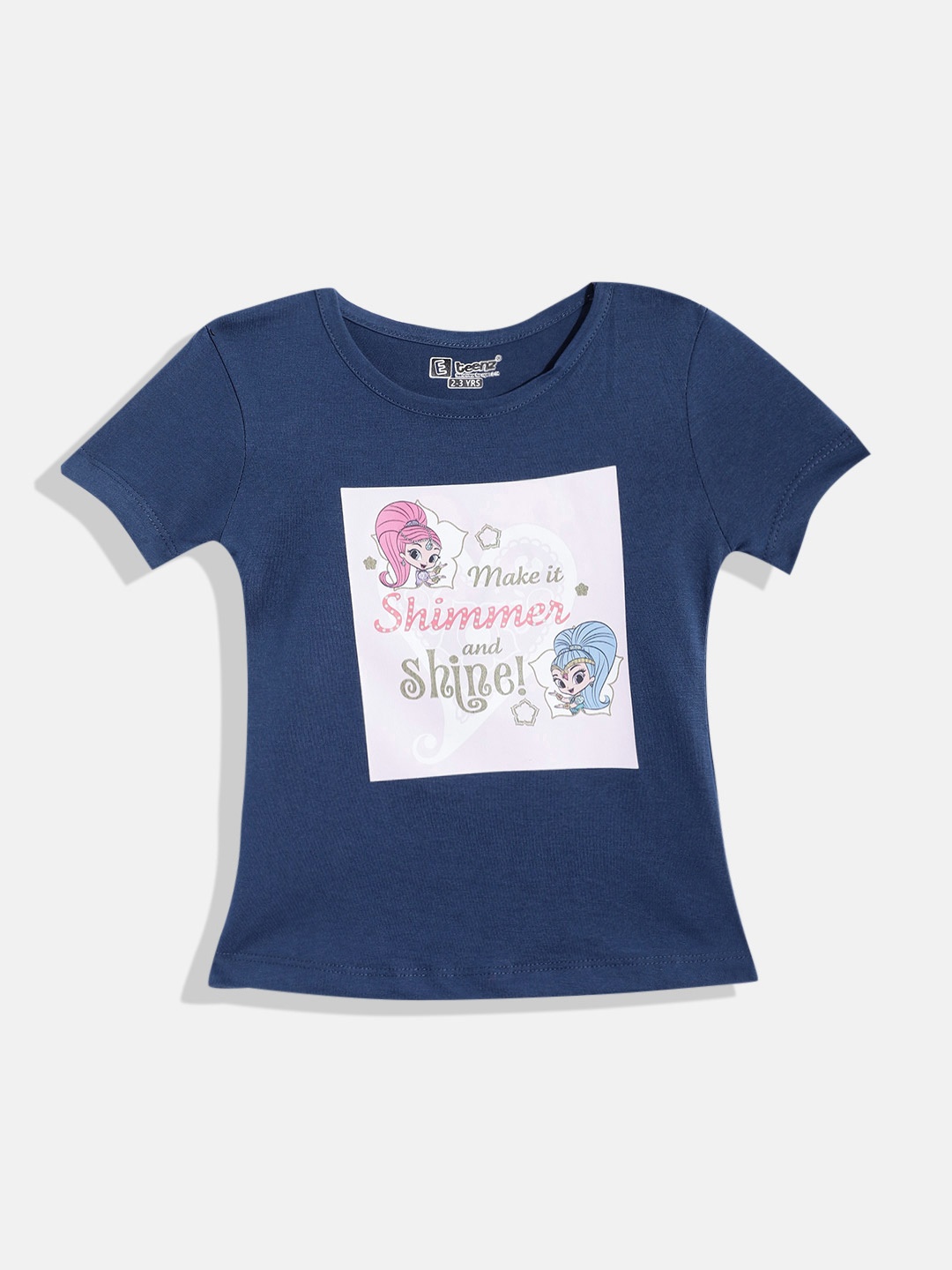 

Eteenz Girls Shimmer & Shine Printed Premium Cotton T-shirt, Navy blue