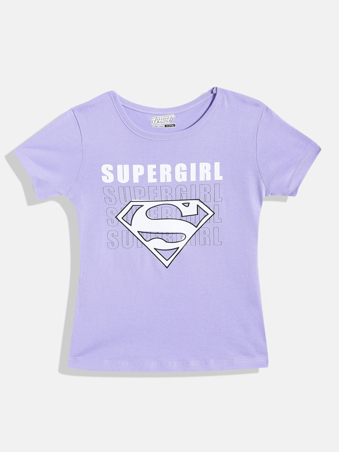

Eteenz Girls Super Girl Printed Premium Cotton T-shirt, Lavender