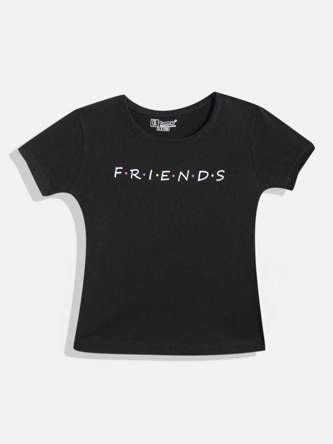 

Eteenz Girls F.R.I.E.N.D.S Printed Premium Cotton T-shirt, Black