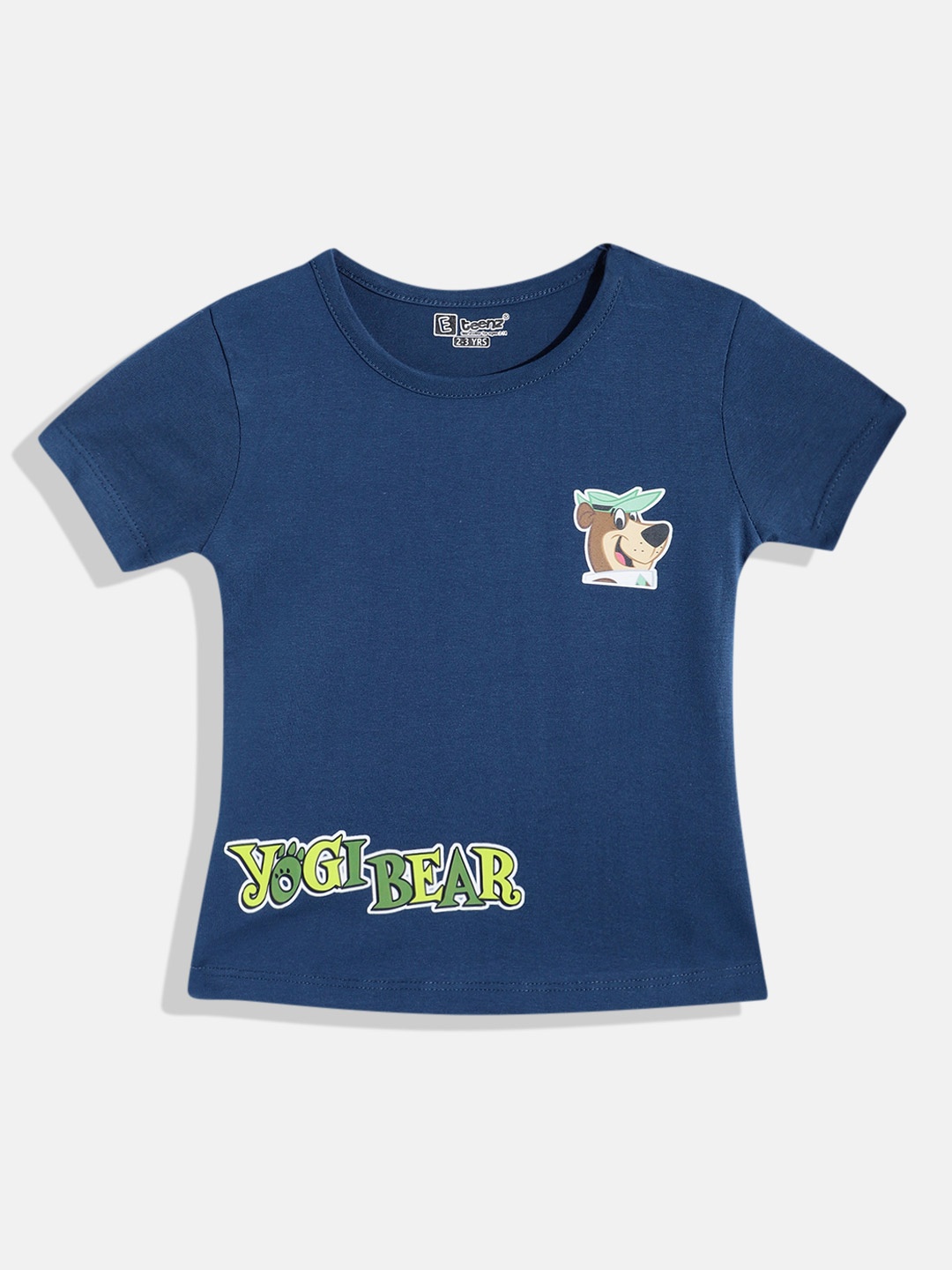 

Eteenz Girls Yogi Bear Printed Premium Cotton T-shirt, Navy blue