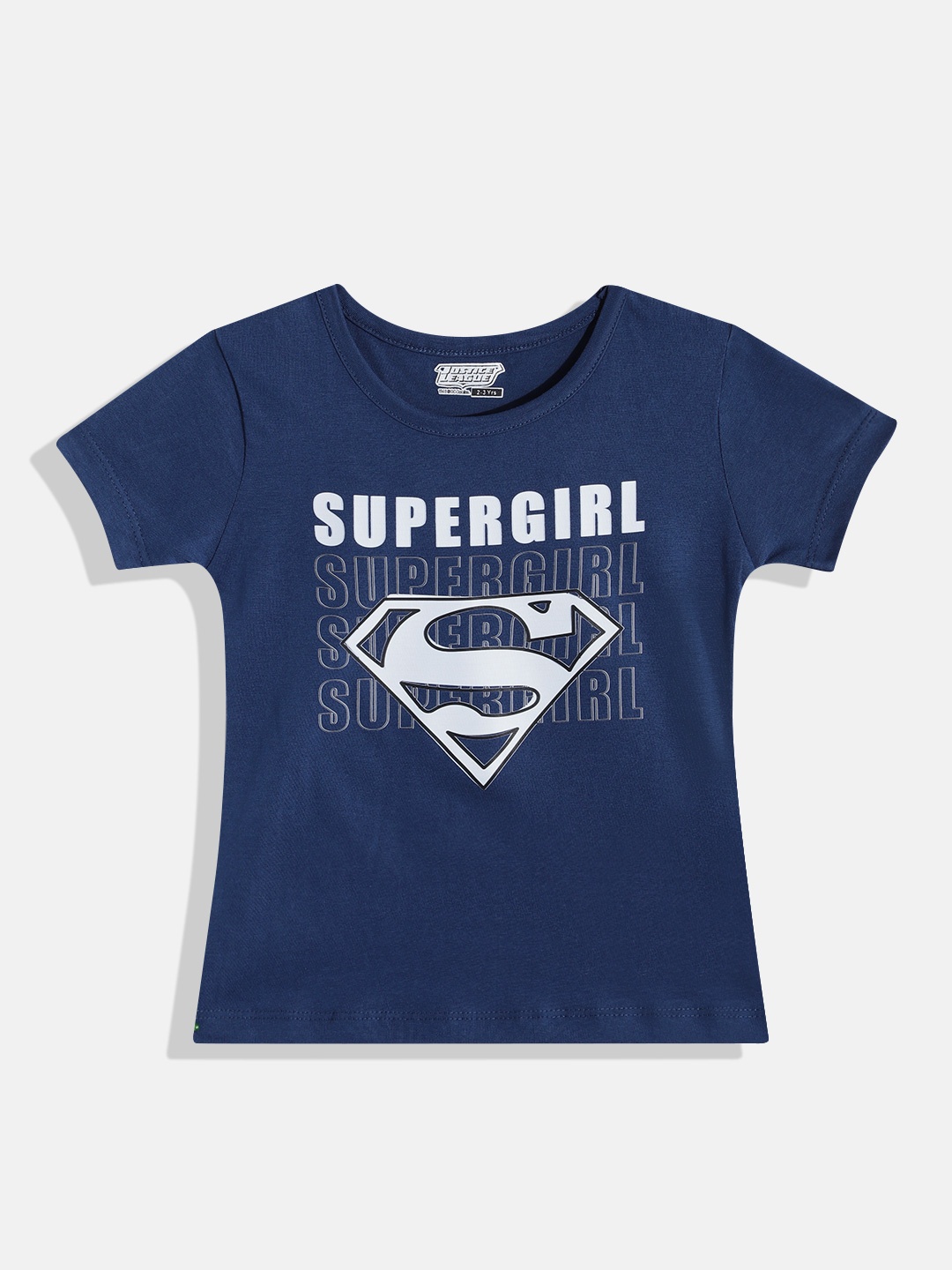 

Eteenz Girls Suppergirl Printed Premium Cotton T-shirt, Navy blue