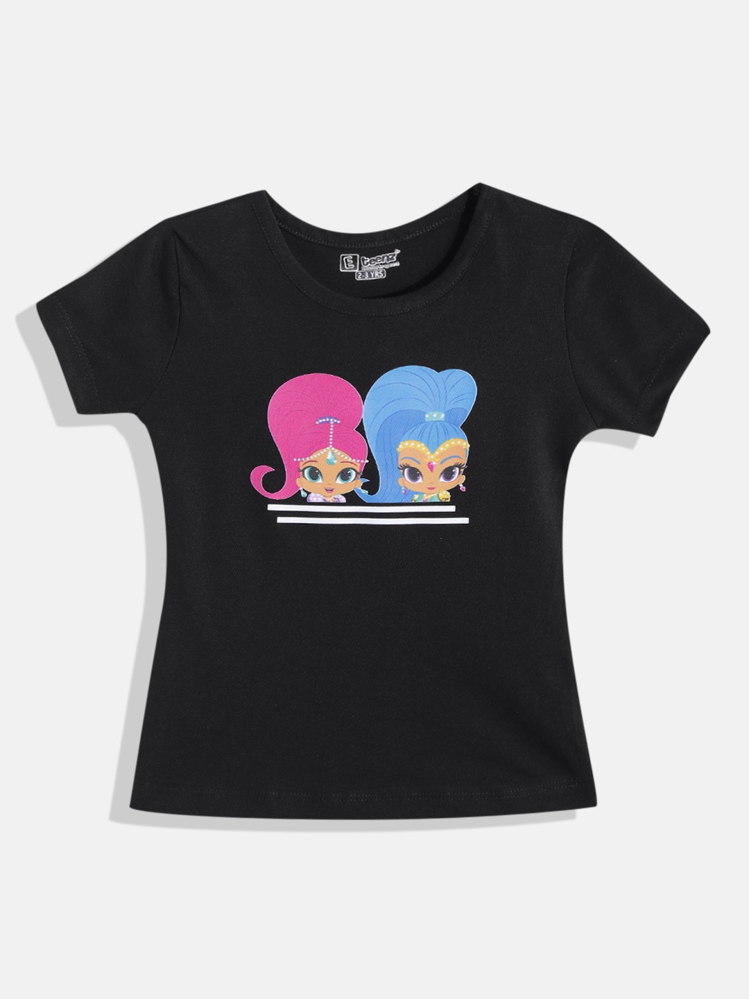 

Eteenz Girls Shimmer & Shine Printed Premium Cotton T-shirt, Black