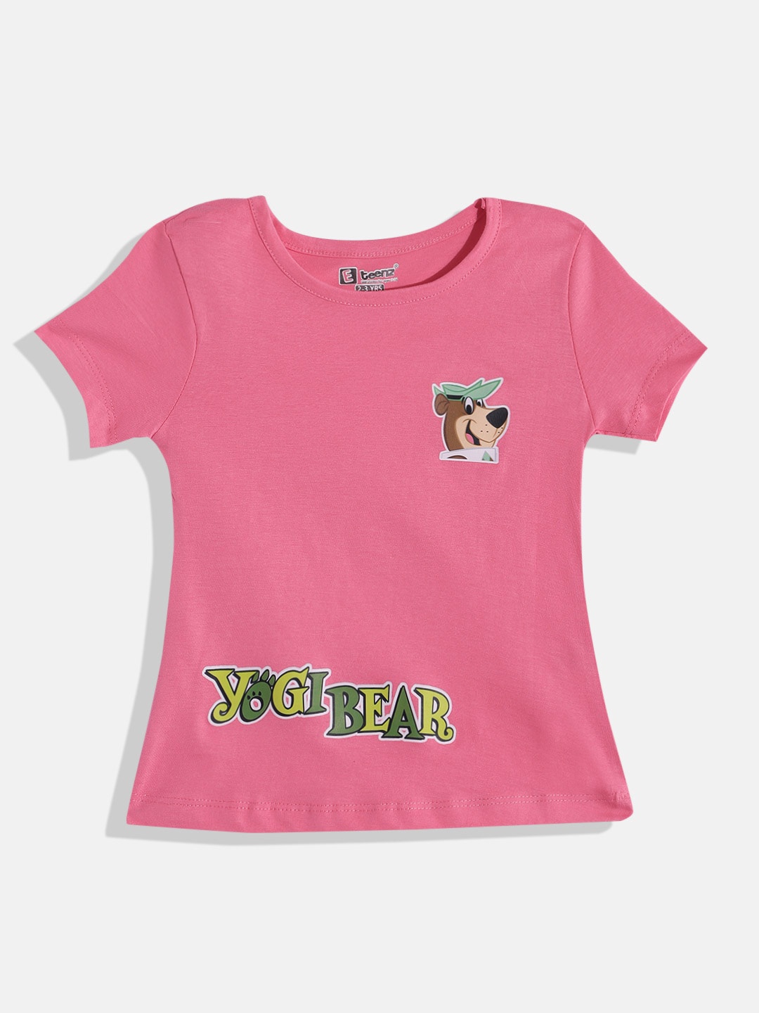 

Eteenz Girls Yogi Bear Printed Premium Cotton T-shirt, Pink