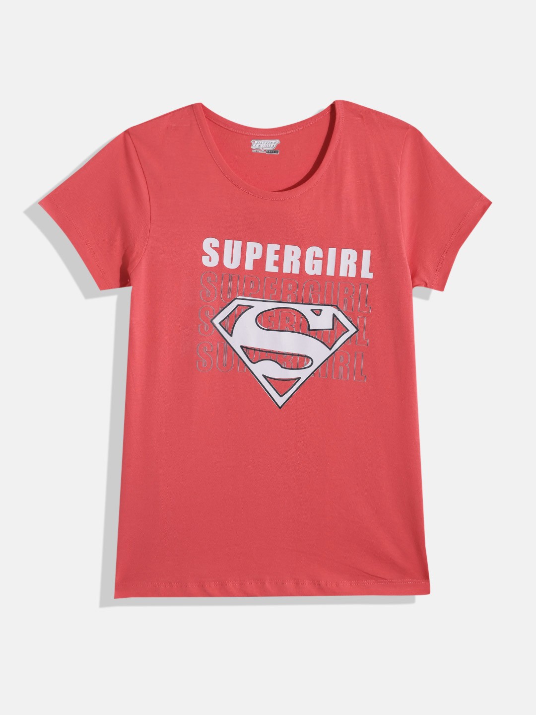 

Eteenz Girls Supergirl Printed Premium Cotton T-shirt, Red