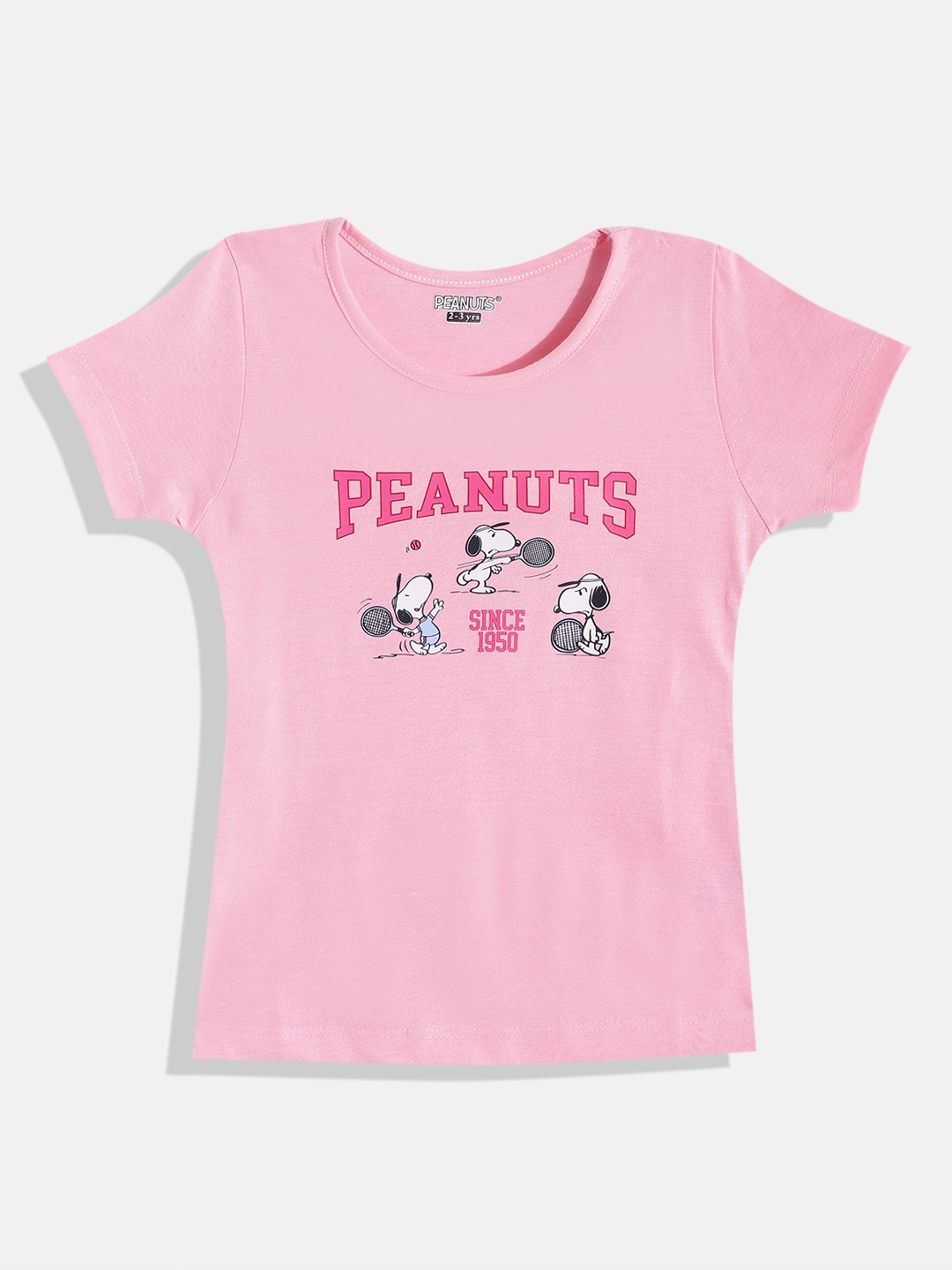 

Eteenz Girls Peanuts Printed Premium Cotton T-shirt, Pink