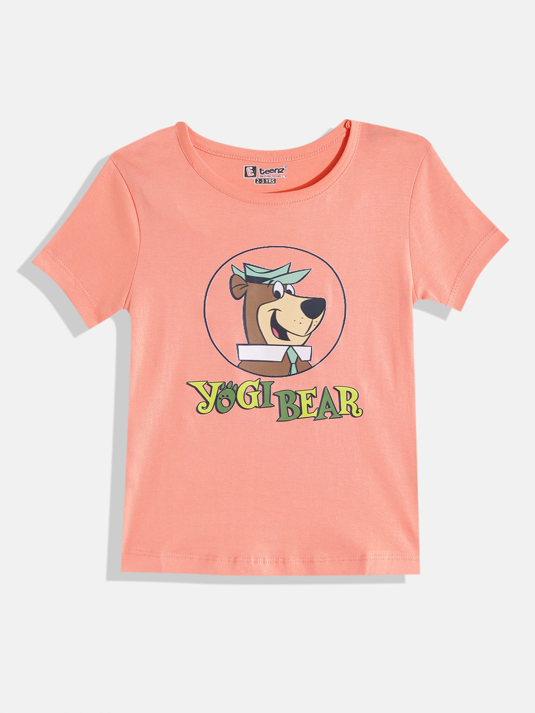 

Eteenz Girls Yogi Bear Printed Premium Cotton T-shirt, Peach
