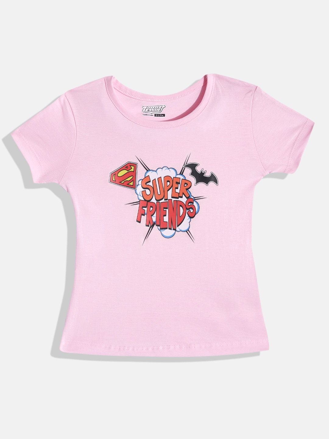 

Eteenz Girls Justice League Printed Premium Cotton T-shirt, Pink
