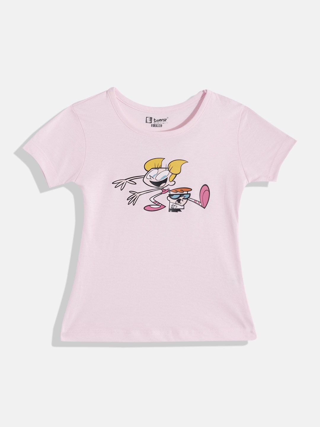 

Eteenz Girls Dexter & Dee Dee Printed Premium Cotton T-shirt, Pink