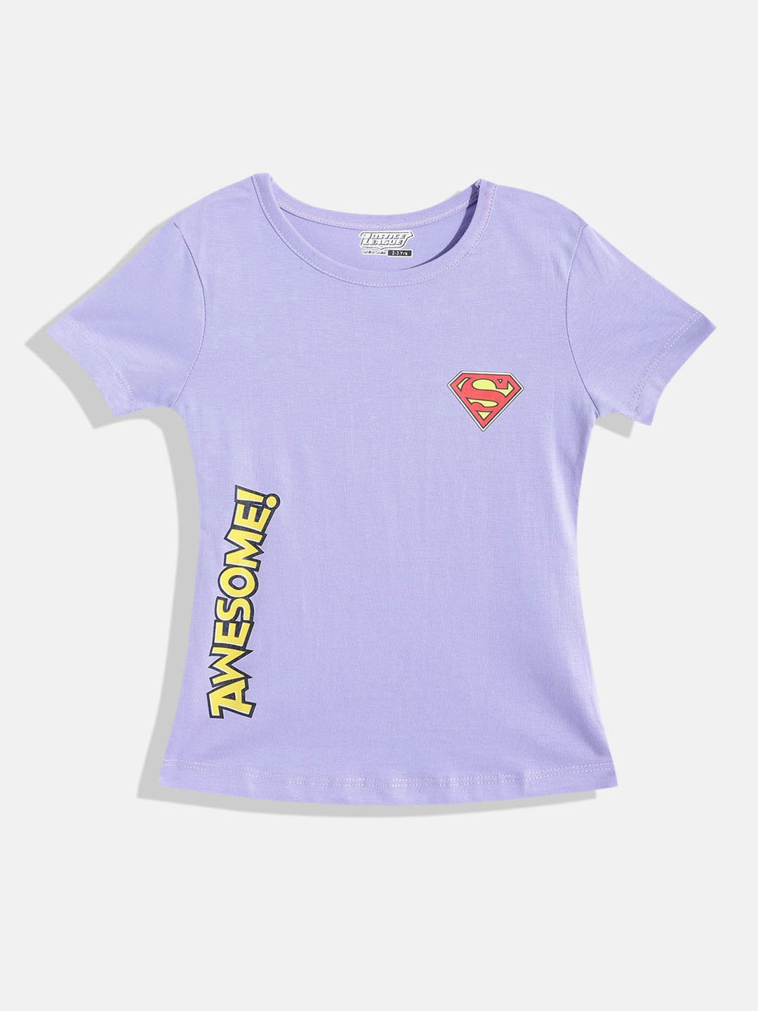 

Eteenz Girls Superman Printed Premium Cotton T-shirt, Lavender