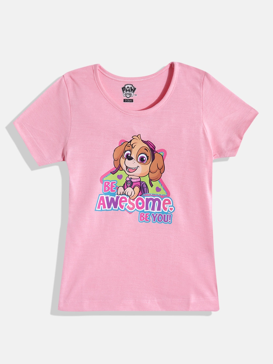 

Eteenz Girls Paw Patrol Printed Premium Cotton T-shirt, Pink