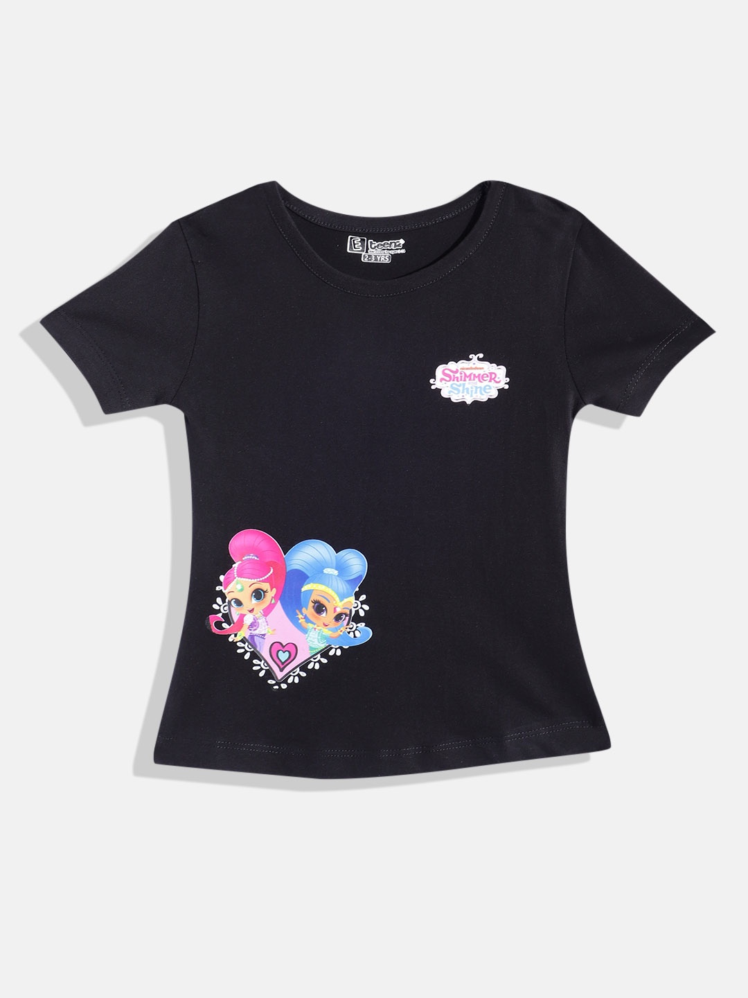 

Eteenz Girls Shimmer & Shine Printed Premium Cotton T-shirt, Black
