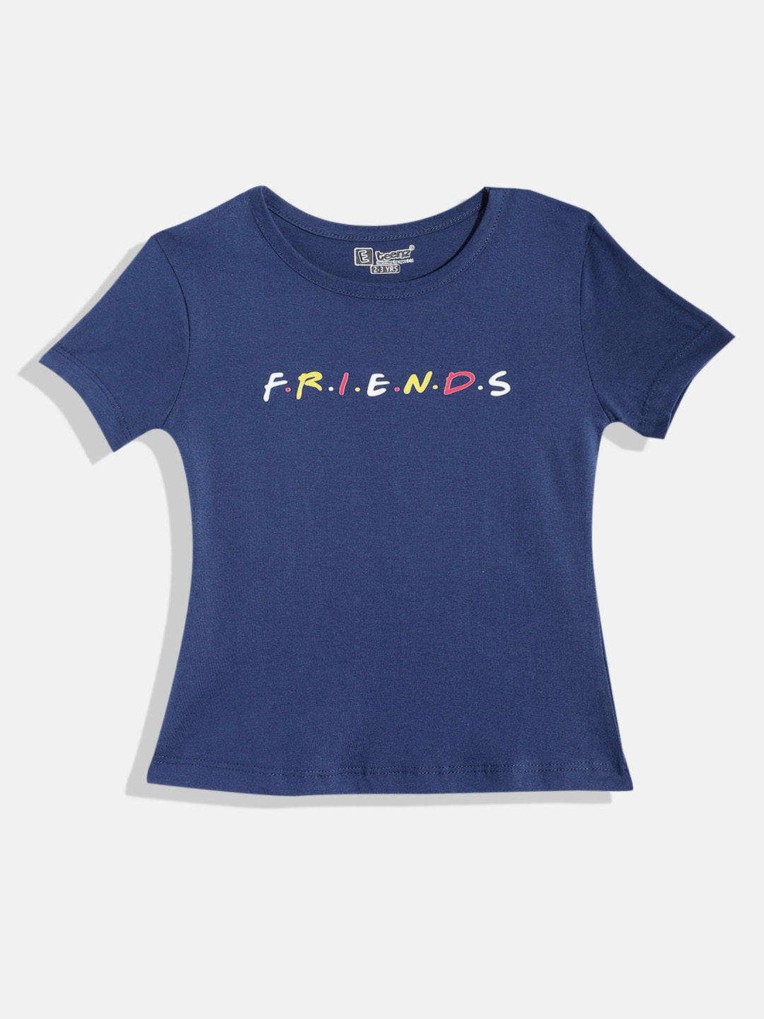 

Eteenz Girls F.R.I.E.N.D.S Printed Premium Cotton T-shirt, Navy blue