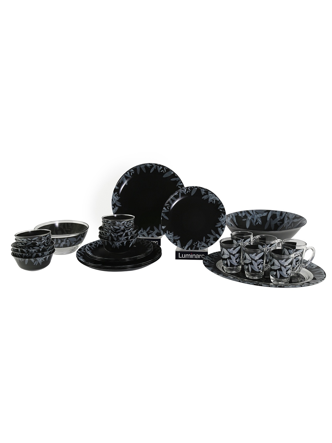

Luminarc Moonflower Grey Simply 33Pc Dinner Set, Black