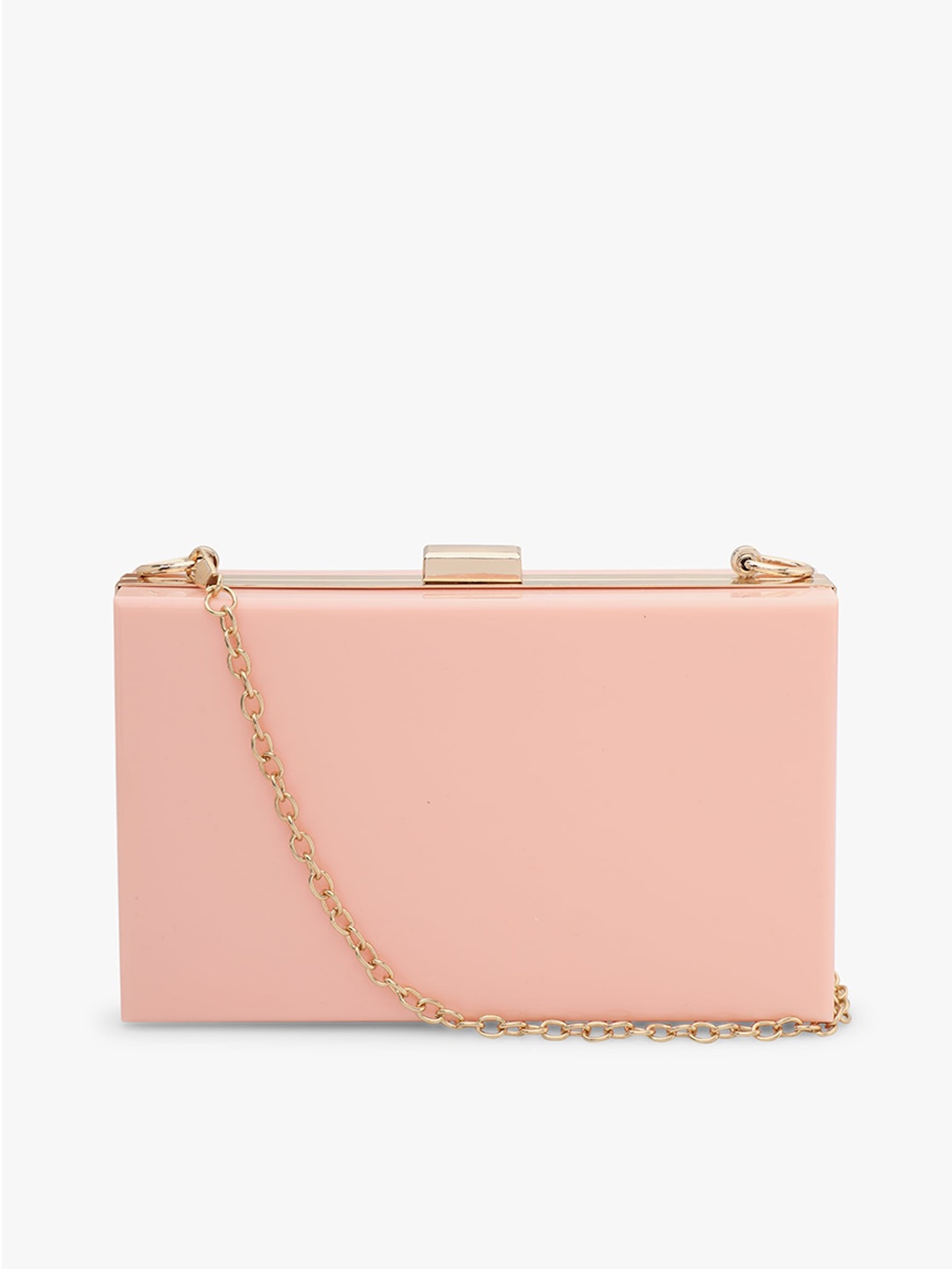 

PELLE LUXUR Box Clutch With Sling Strap, Pink