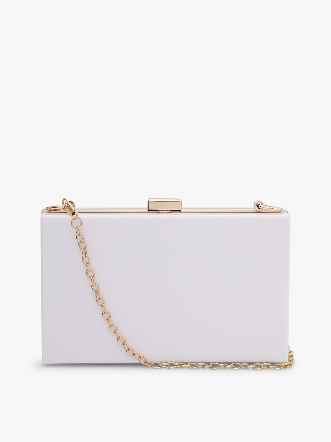

PELLE LUXUR Structured Transparent Box Clutch, White