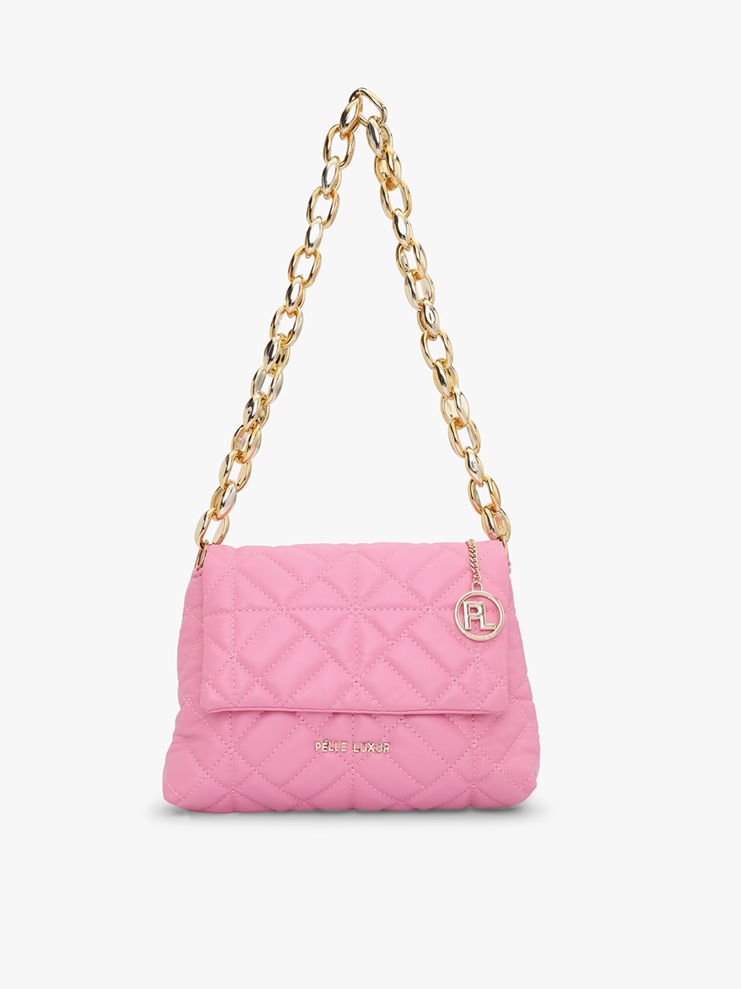 

PELLE LUXUR Textured PU Structured Sling Bag, Pink