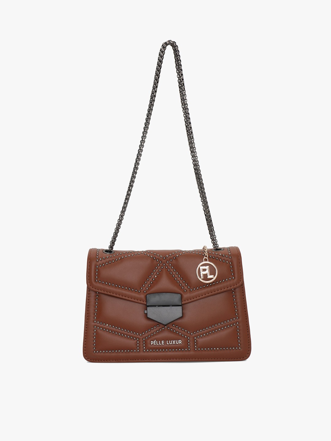 

PELLE LUXUR PU Structured Sling Bag with Quilted, Brown