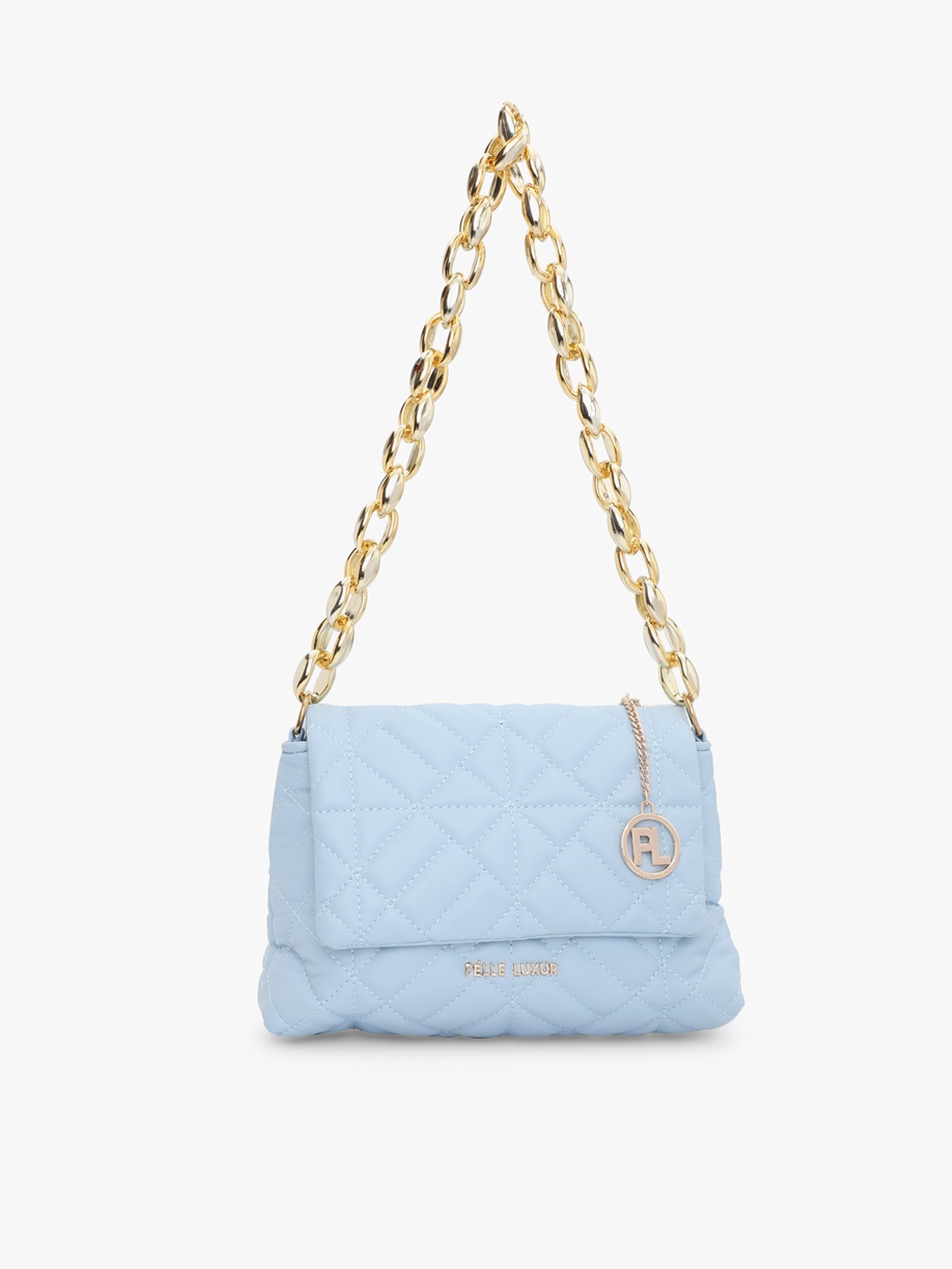 

PELLE LUXUR Textured PU Structured Sling Bag, Blue