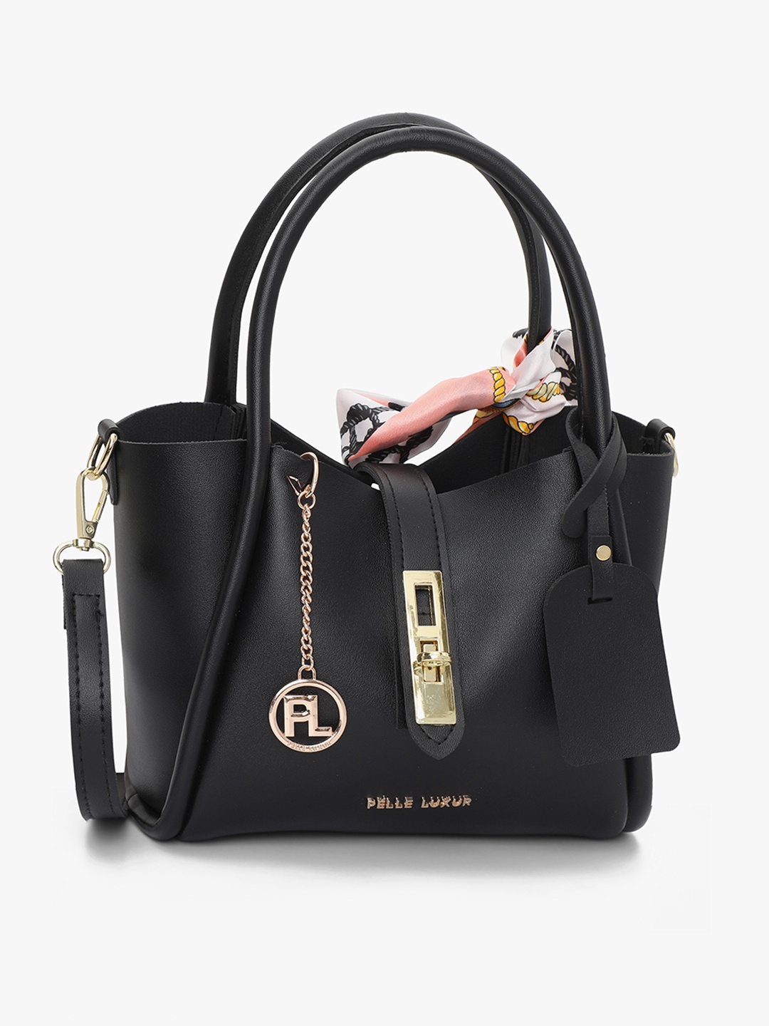 

PELLE LUXUR Structured Handheld Bag, Black