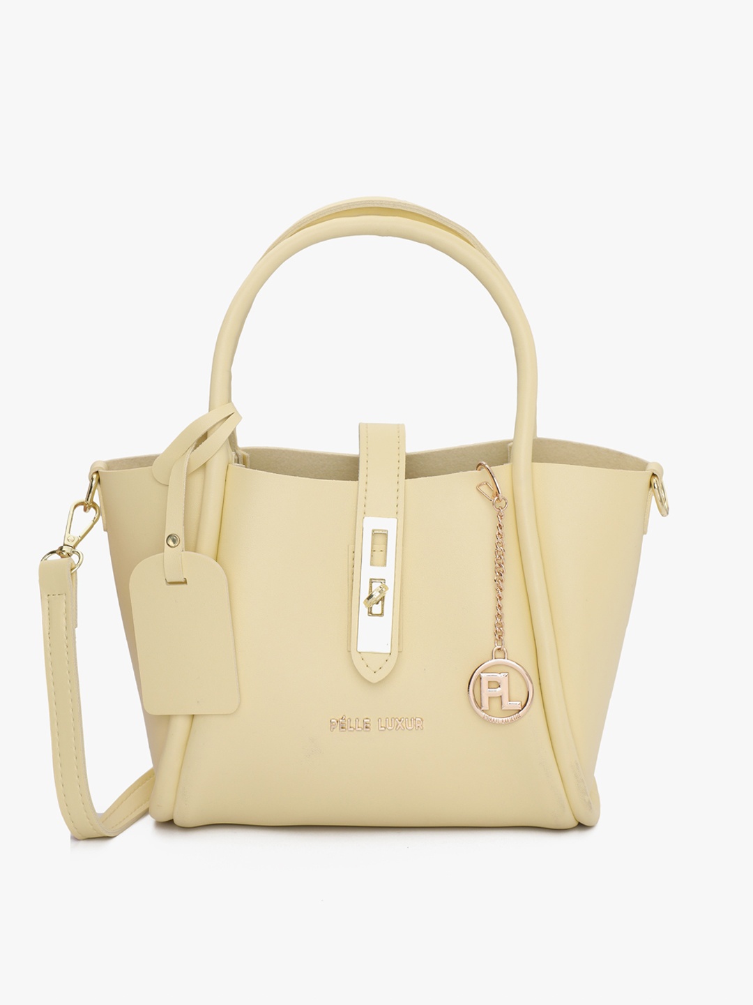 

PELLE LUXUR Structured Handheld Bag, Beige