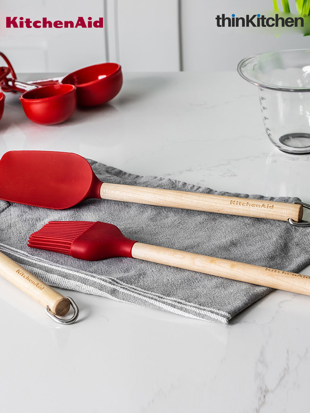 

KitchenAid Red 3-Pieces Empire Birchwood Baking Set, Brown