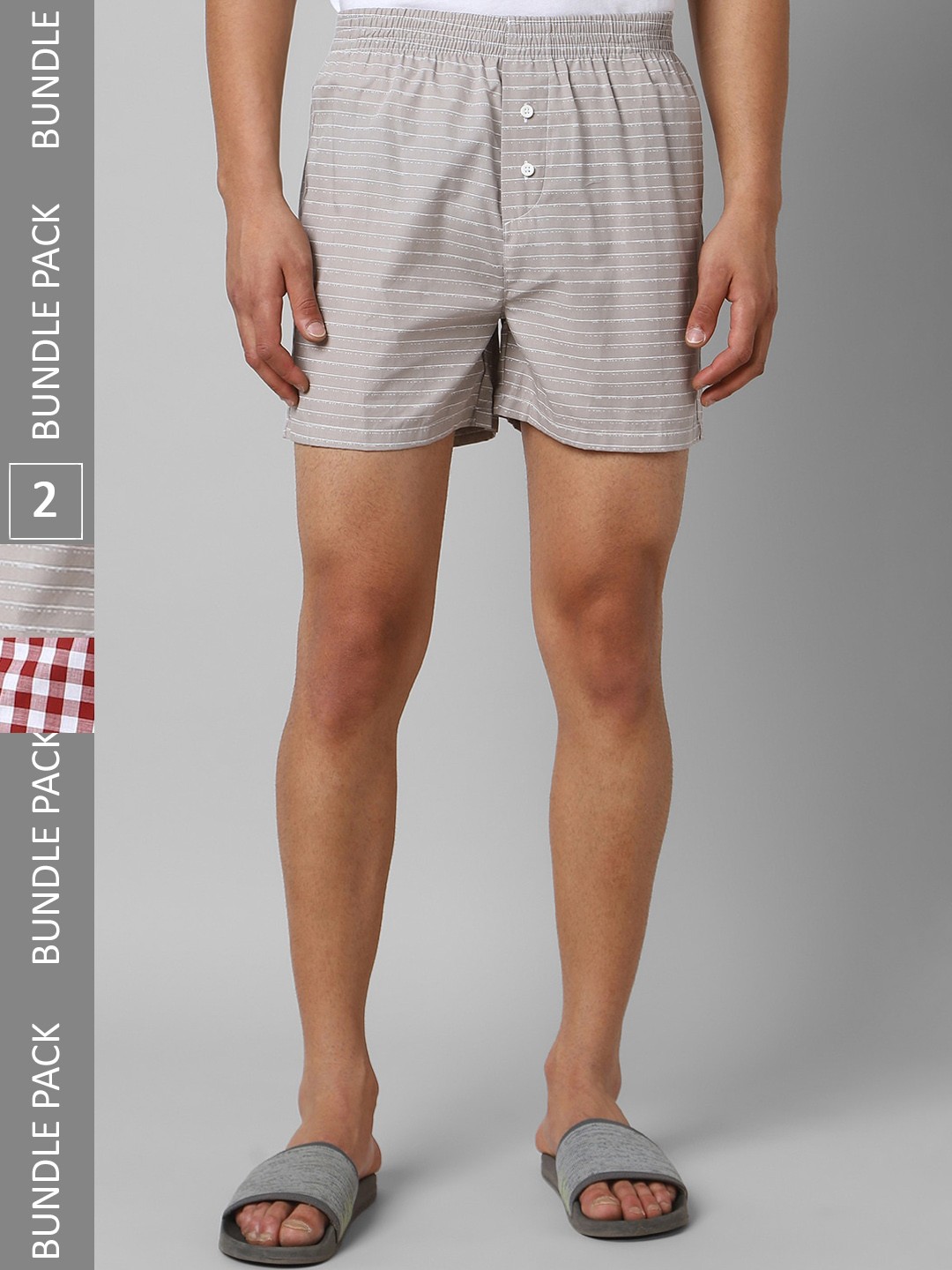 

Pantaloons Men Pack Of 2 Pure Cotton Boxers P122AMBX00043Multicolor, Grey