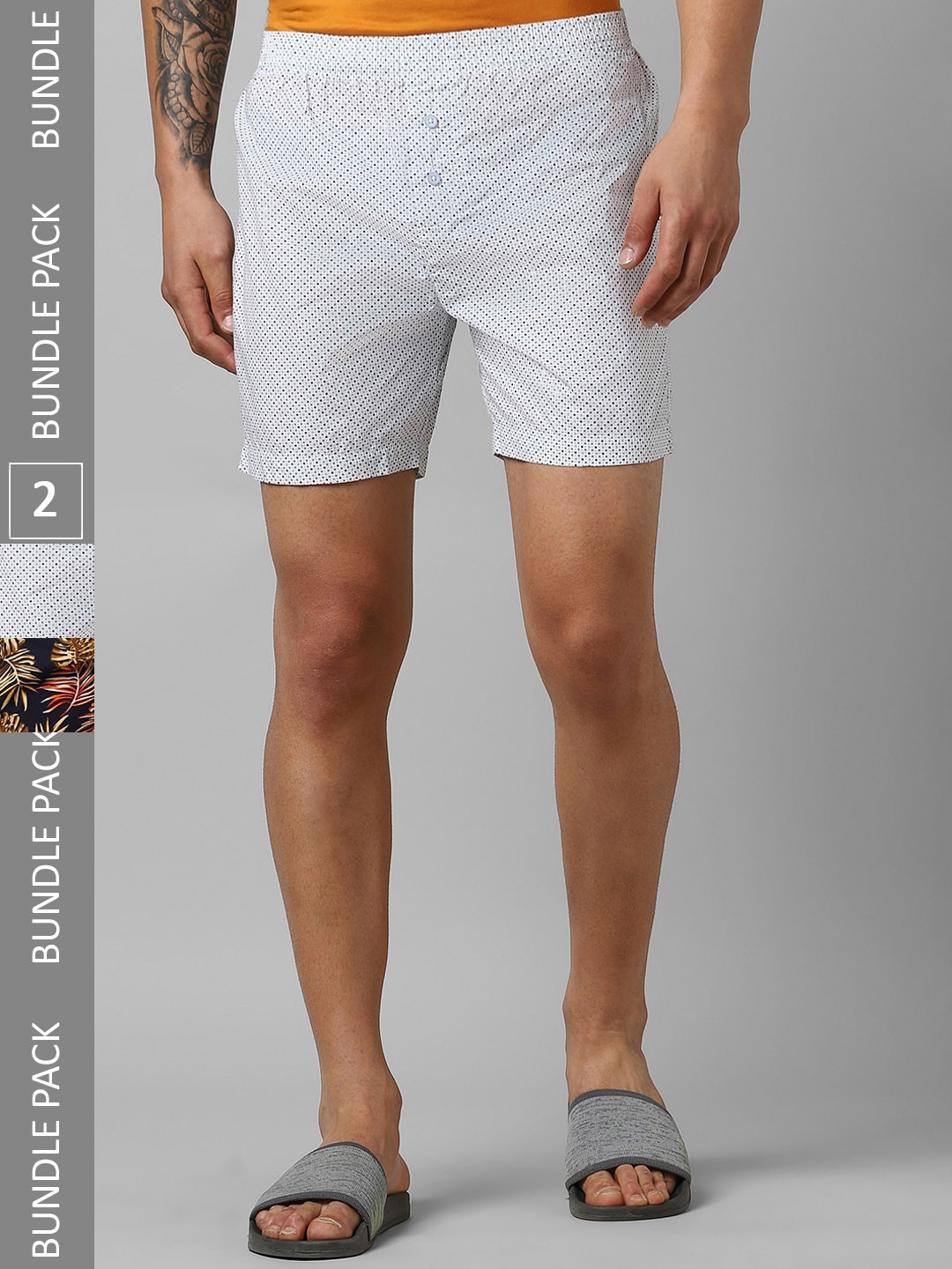 

Pantaloons Pack Of 2 Printed Pure Cotton Boxers P122AMBX00017Multicolor, White