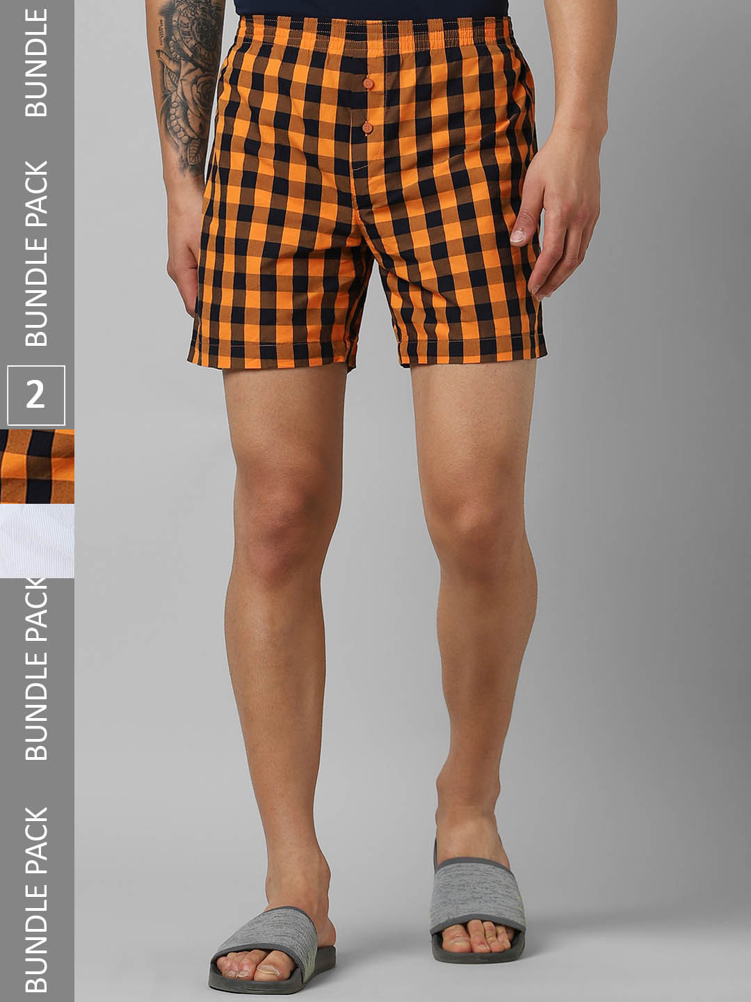 

Pantaloons Pack Of 2 Checked Pure Cotton Boxers P122AMBX00019Multicolor, White