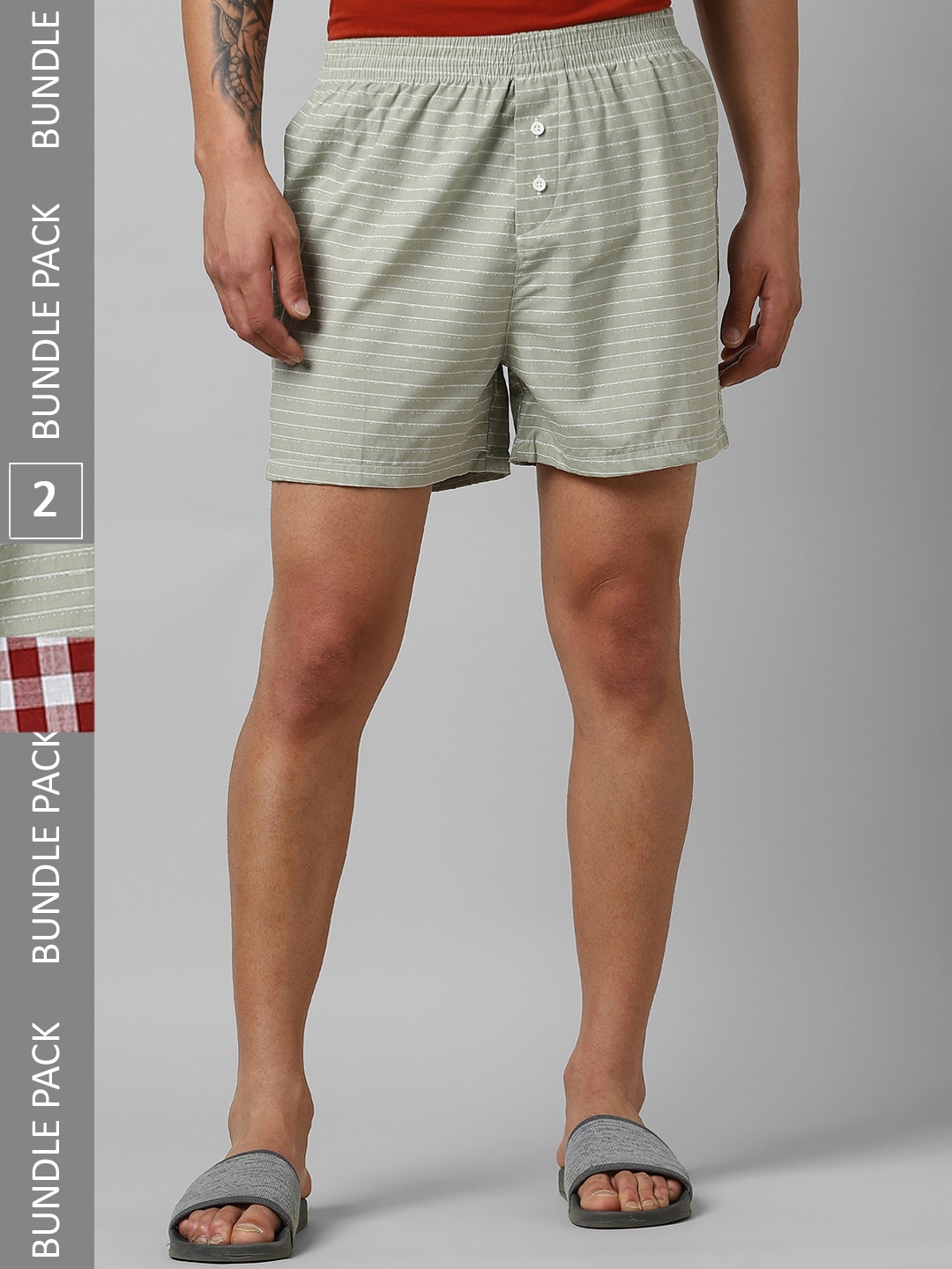 

Pantaloons Pack Of 2 Striped Pure Cotton Boxers P122AMBX00044Multicolor, Sea green