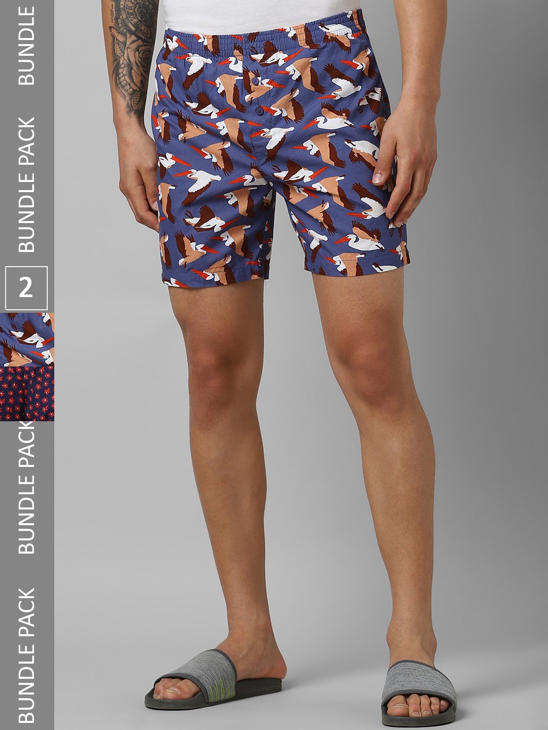 

Pantaloons Men Pack Of 2 Pure Cotton Boxers P122AMBX00018Multicolor, Navy blue