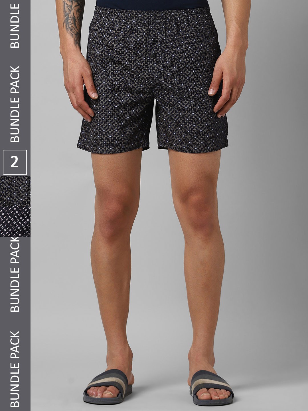 

Pantaloons Pack Of 2 Printed Pure Cotton Boxers P122AMBX00008Multicolor, Black