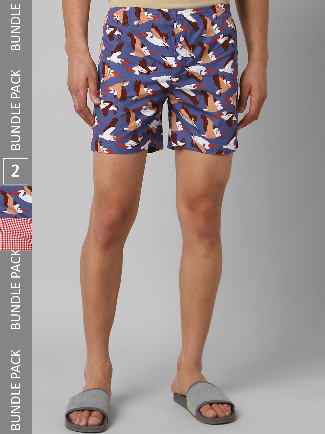 

Pantaloons Men Pack Of 2 Pure Cotton Boxers P122AMBX00002Multicolor, Blue
