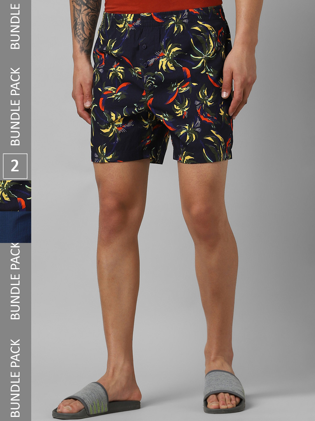 

Pantaloons Pack Of 2 Printed Pure Cotton Boxers P122AMBX00005Multicolor, Blue