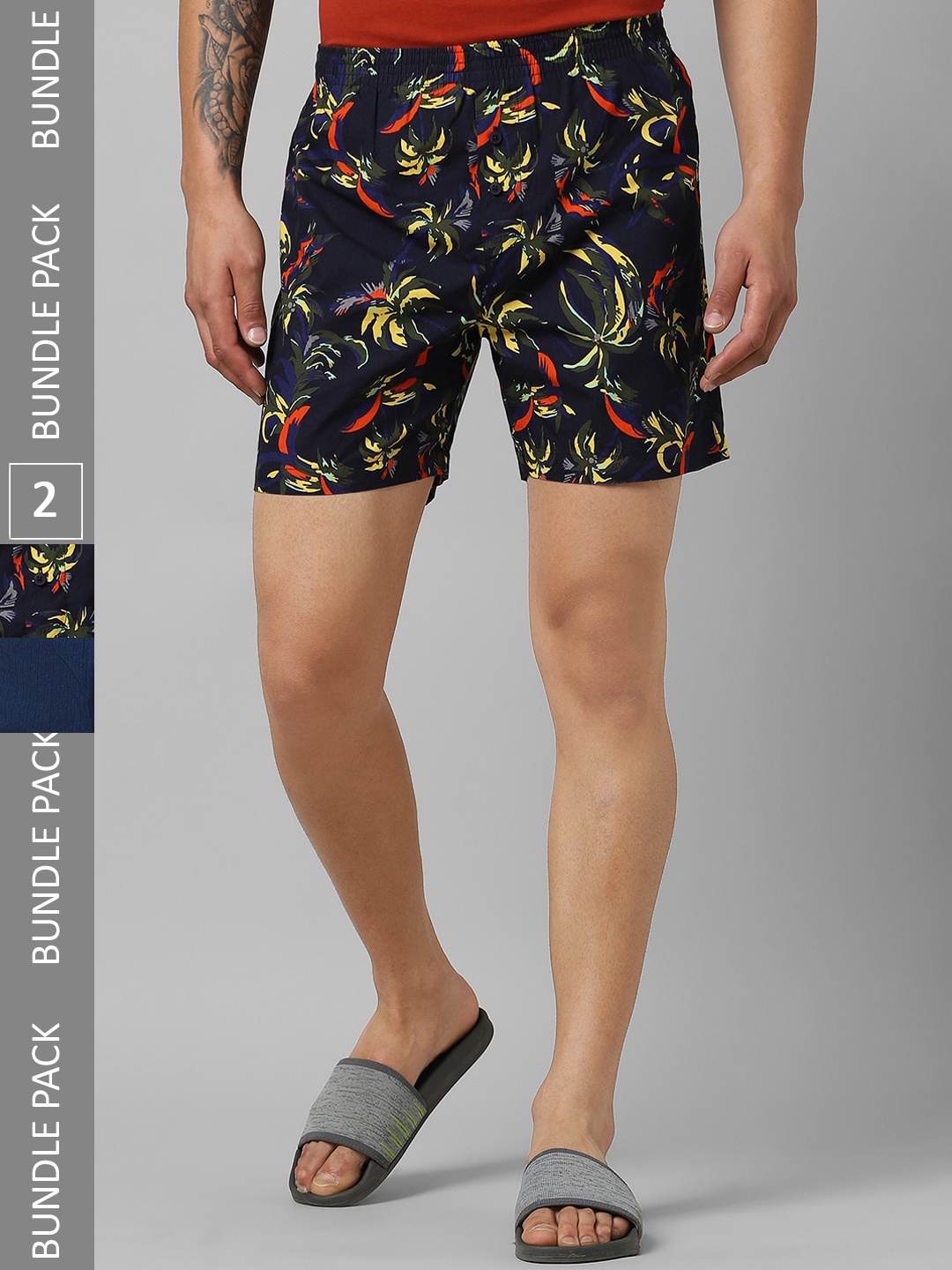 

Pantaloons Pack Of 2 Printed Pure Cotton Boxers P122AMBX00004Multicolor, Blue