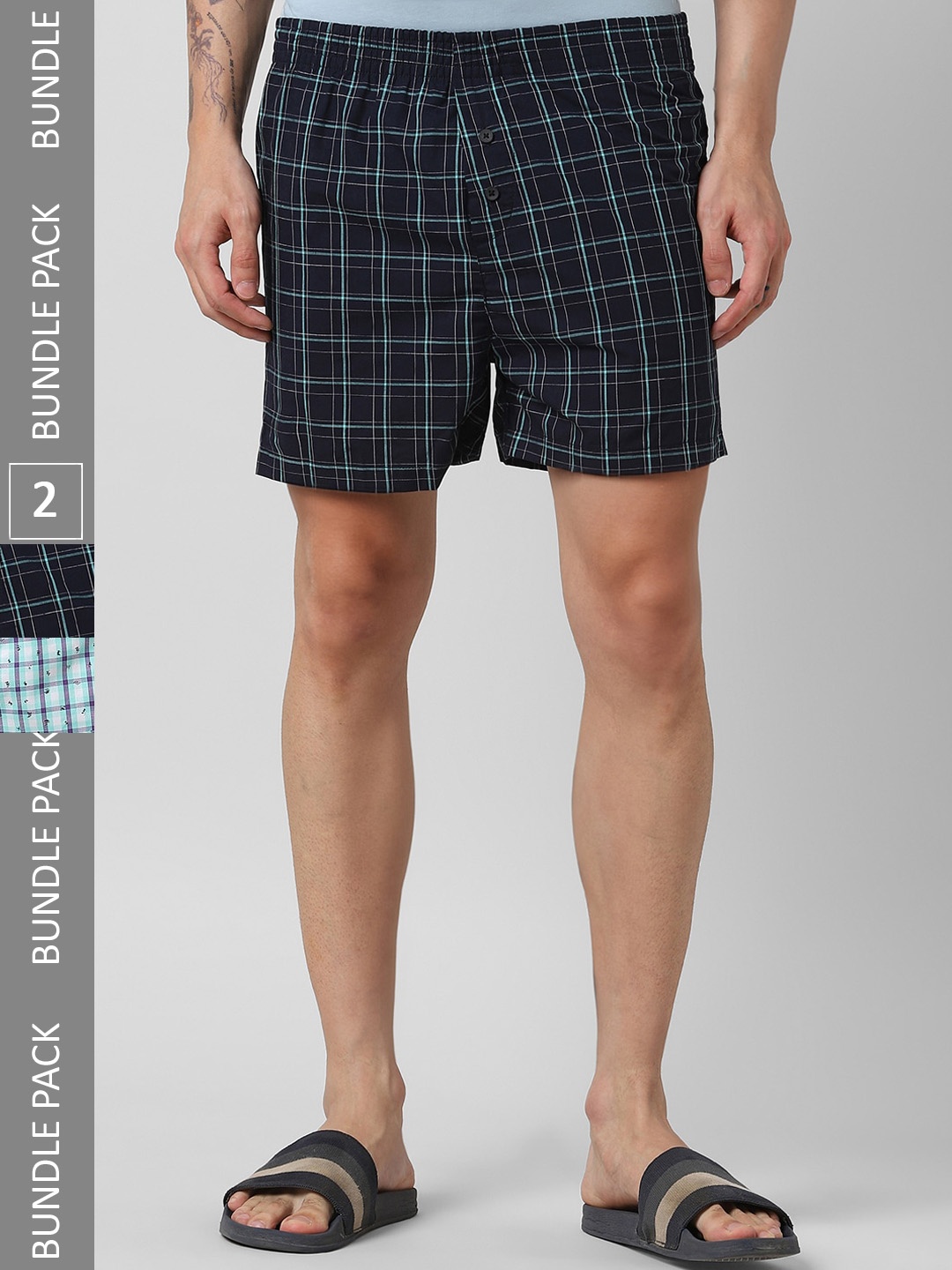 

Pantaloons Pack Of 2 Checked Pure Cotton Boxers P122AMBX00048Multicolor, Blue