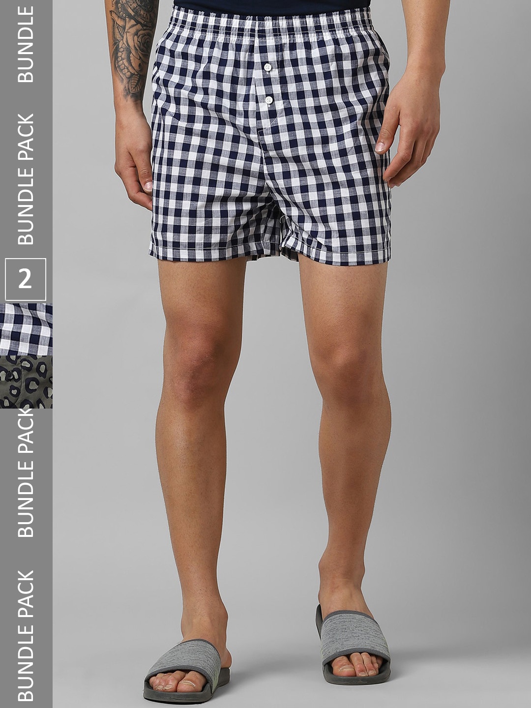 

Pantaloons Men Pack Of 2 Pure Cotton Boxers P122AMBX00046Multicolor, Olive