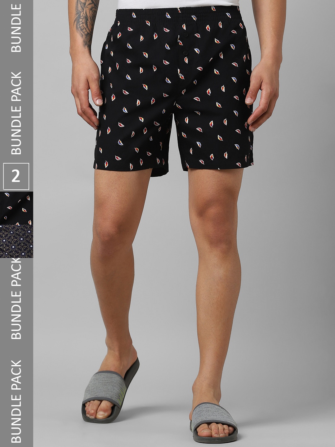 

Pantaloons Men Pack Of 2 Pure Cotton Boxers P122AMBX00011Multicolor, Black