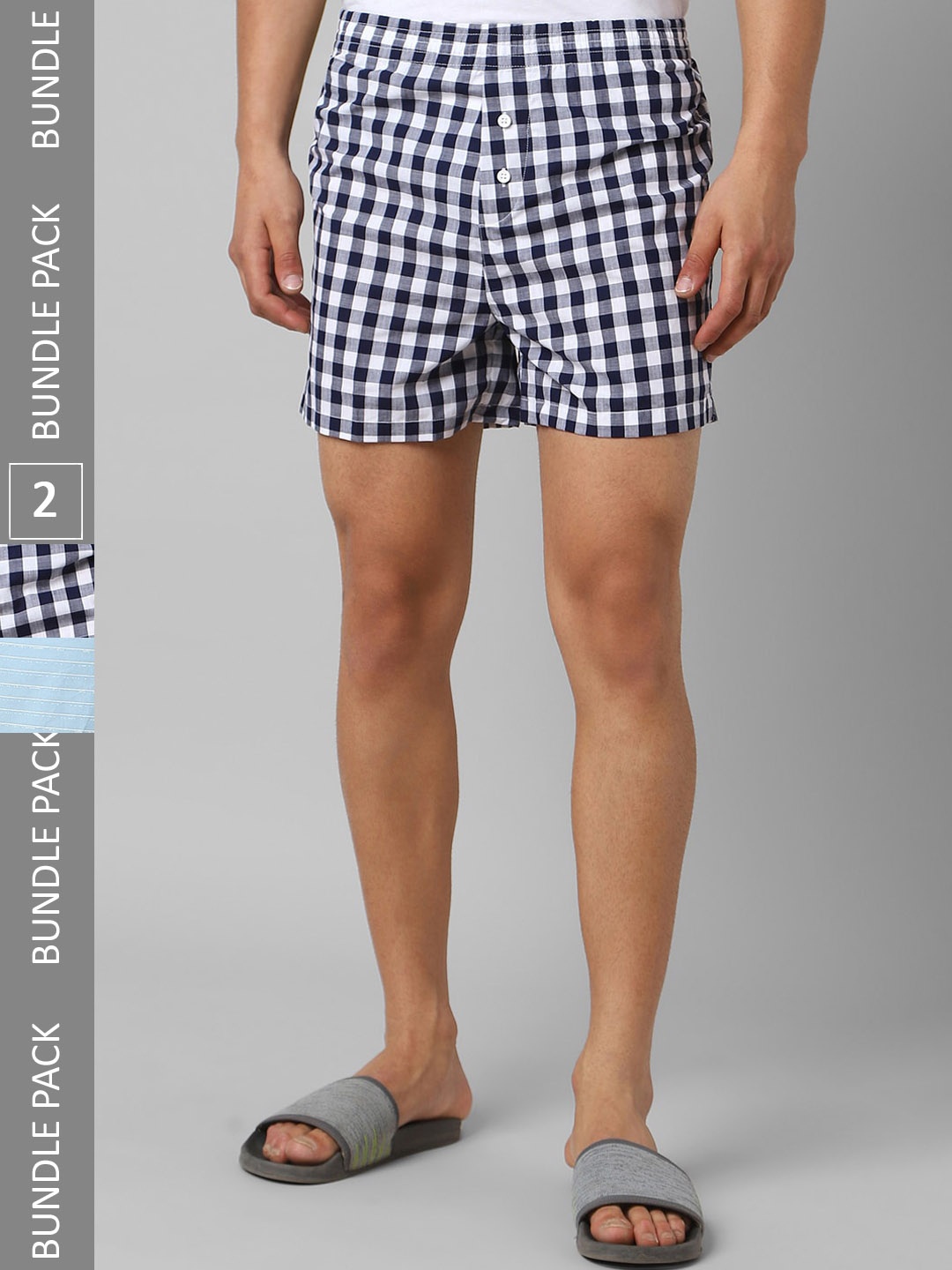 Pantaloons Pack Of 2 Checked Pure Cotton Boxers P122AMBX00045Multicolor, Blue