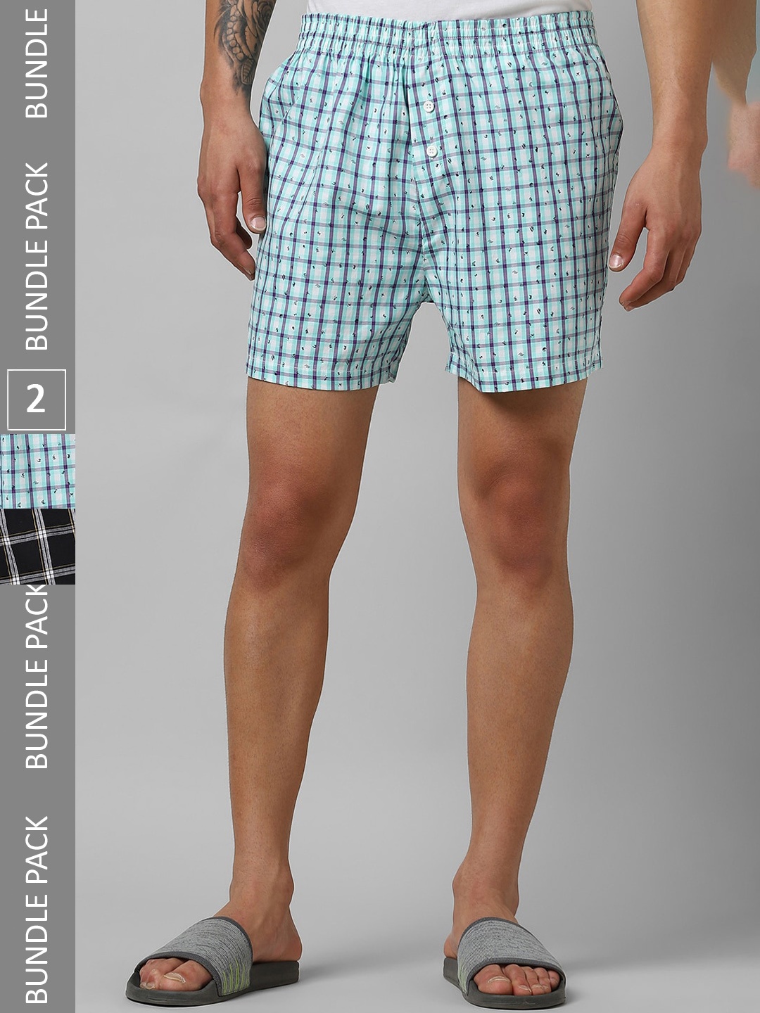 

Pantaloons Pack Of 2 Checked Pure Cotton Boxers P122AMBX00050Multicolor, Black