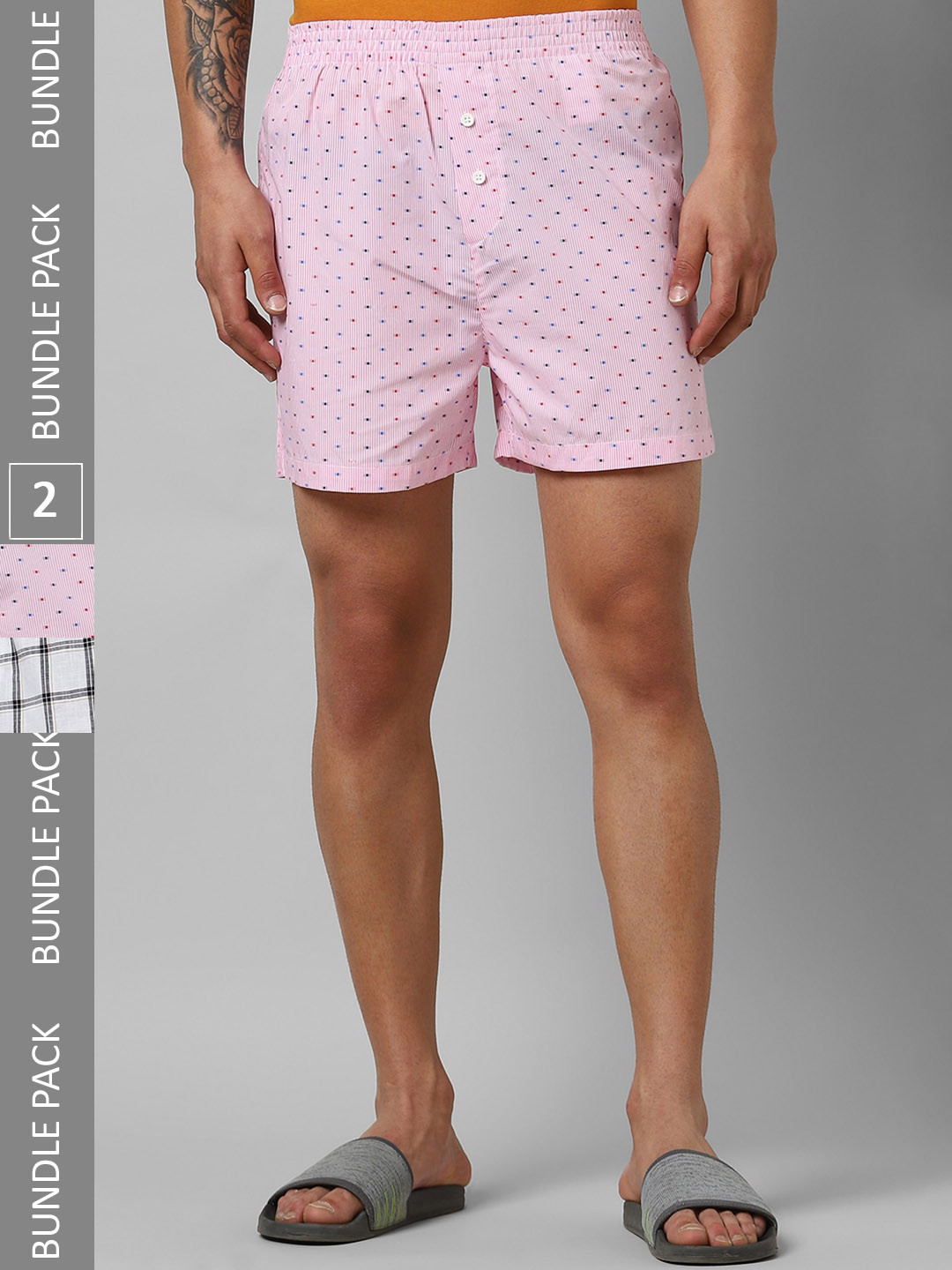 

Pantaloons Men Pack Of 2 Pure Cotton Boxers P122AMBX00051Multicolor, Pink
