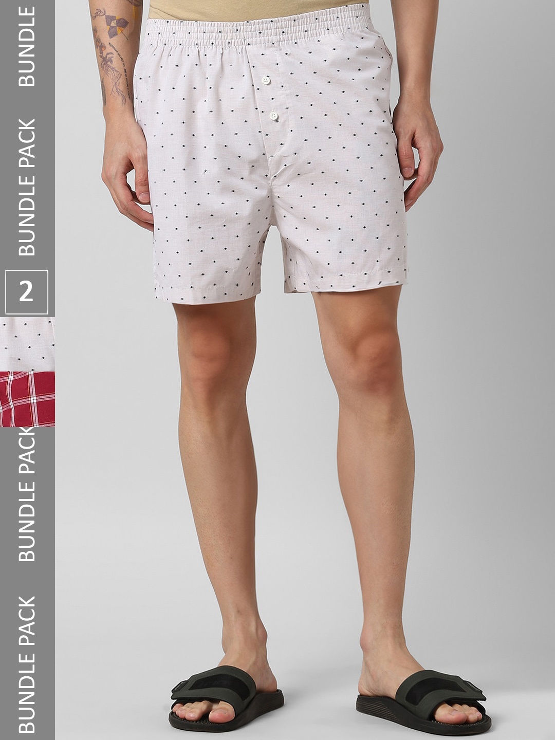 

Pantaloons Men Pack Of 2 Pure Cotton Boxers P122AMBX00052Multicolor, White