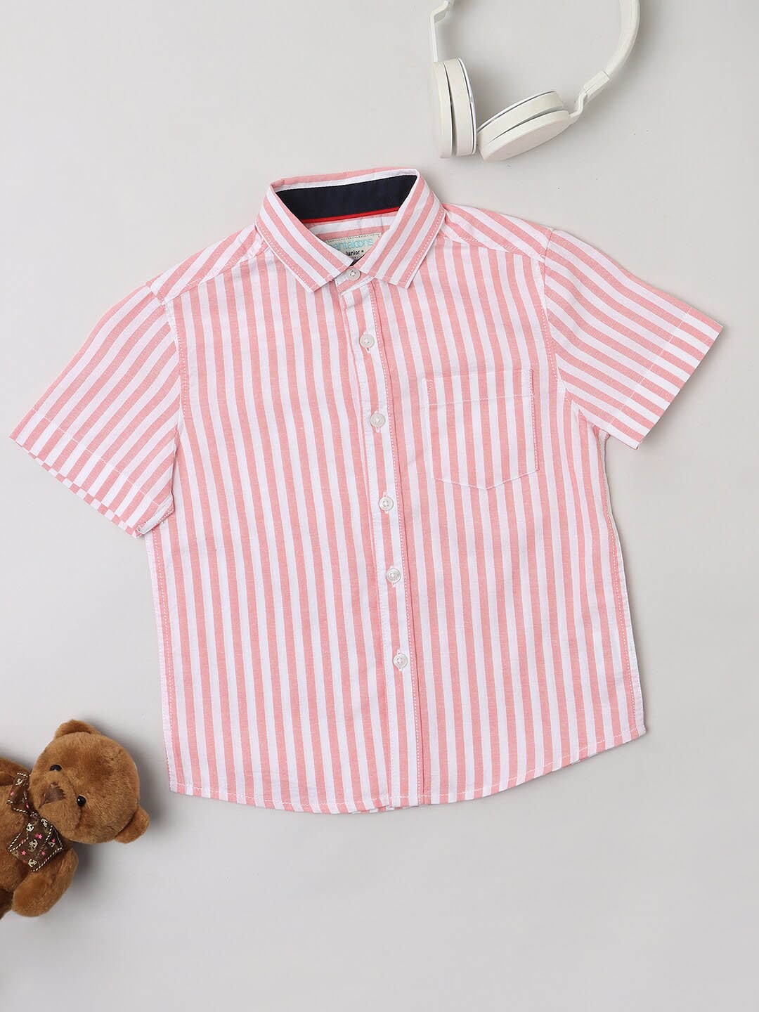 

Pantaloons Boys Striped Regular Fit Pure Cotton Casual Shirt, Pink