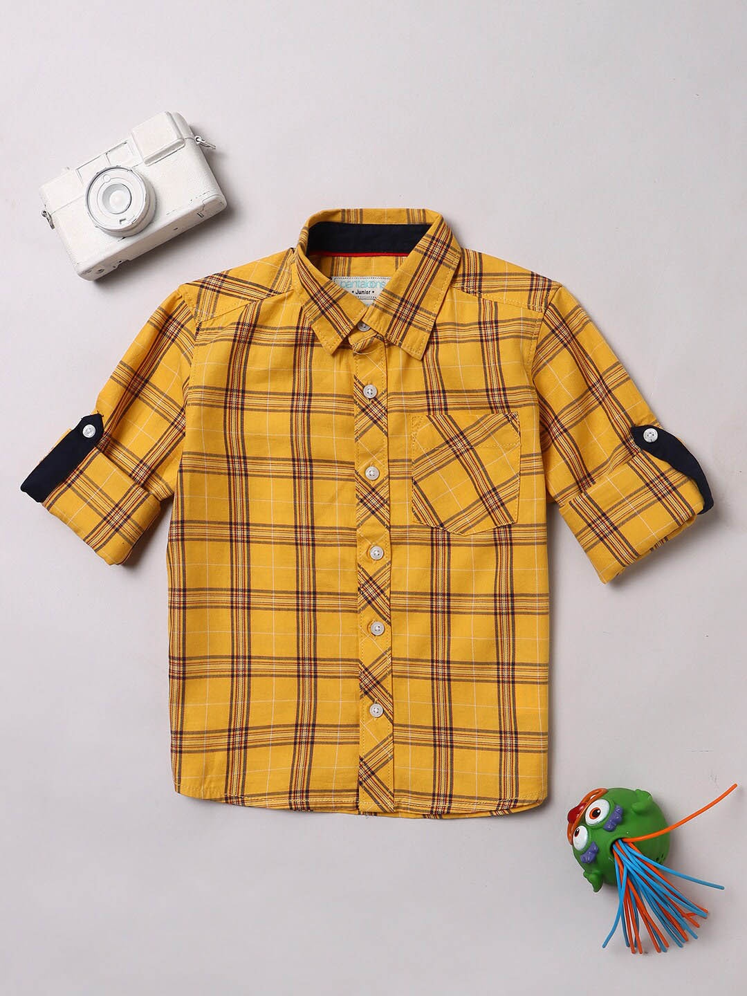 

Pantaloons Boys Tartan Checked Cotton Casual Shirt, Yellow