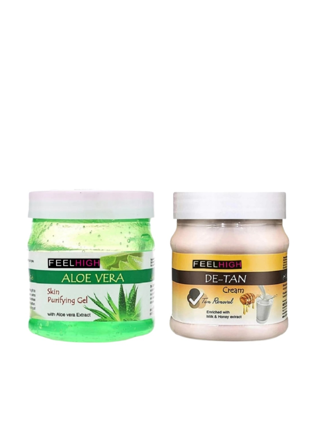 

FEELHIGH Unisex Aloe Vera Gel & De-Tan Tan Removal Cream 500 ml Each, Multi