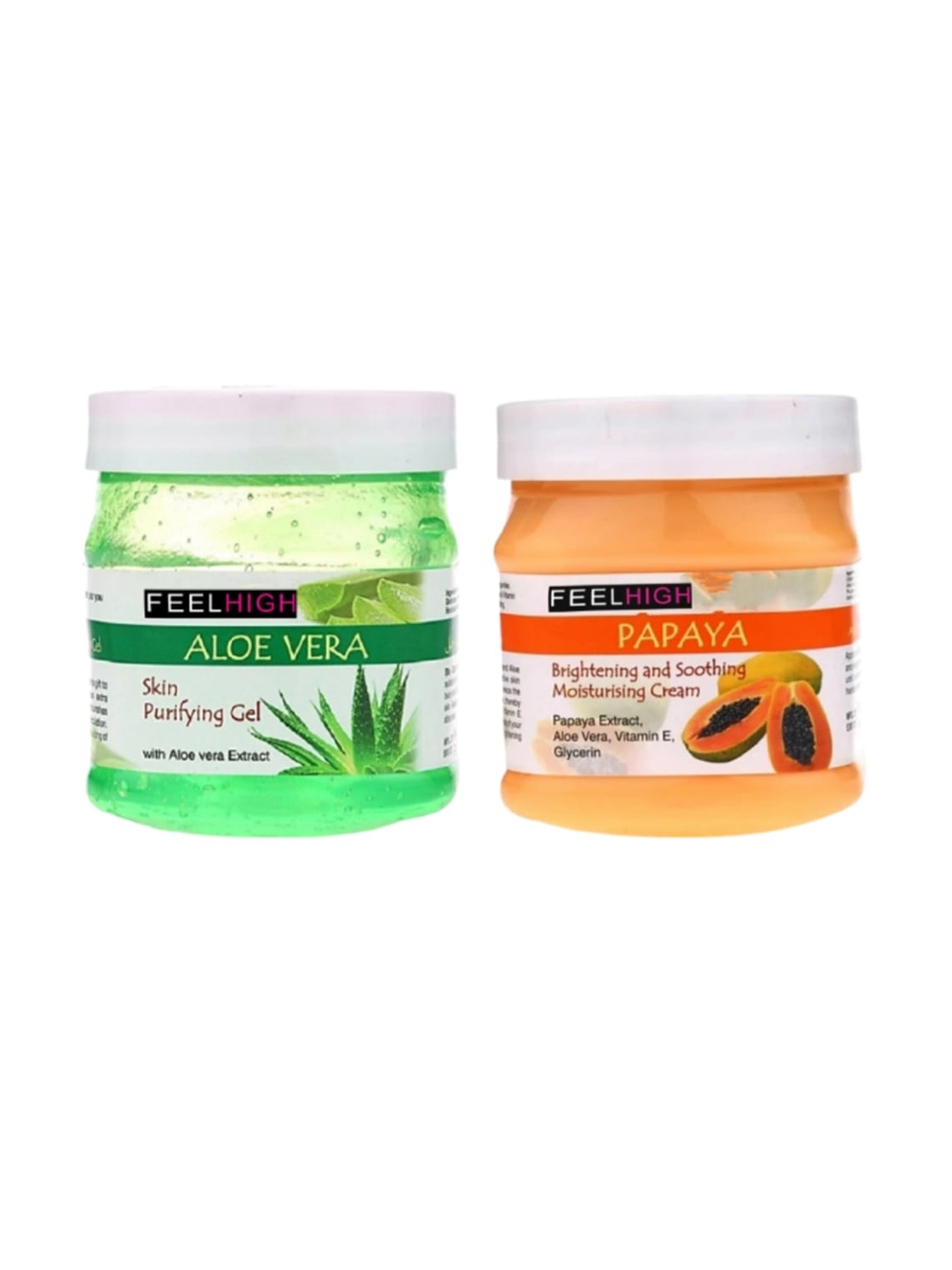 

FEELHIGH Unisex Aloe Vera Gel & Papaya Cream - 500 ml Each, Multi
