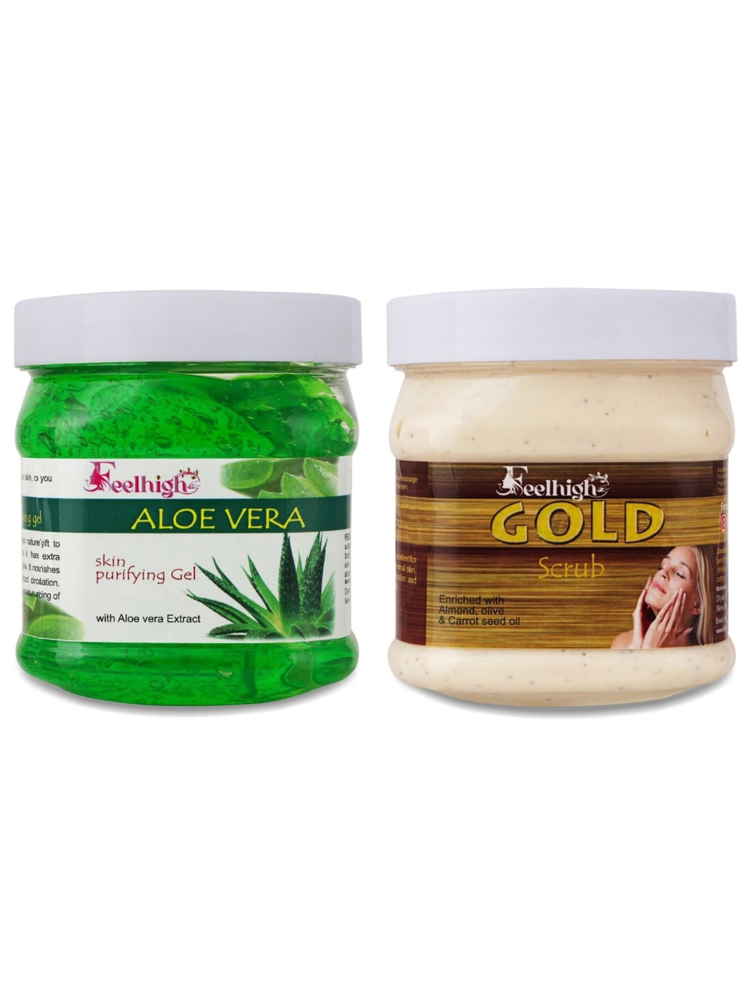 

FEELHIGH Unisex Aloe Vera Gel & Gold Scrub - 500 ml Each, Multi