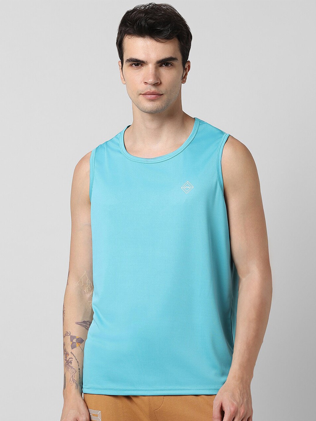 

Pantaloons Round Neck Regular Fit Sleeveless Cotton T- Shirt, Blue