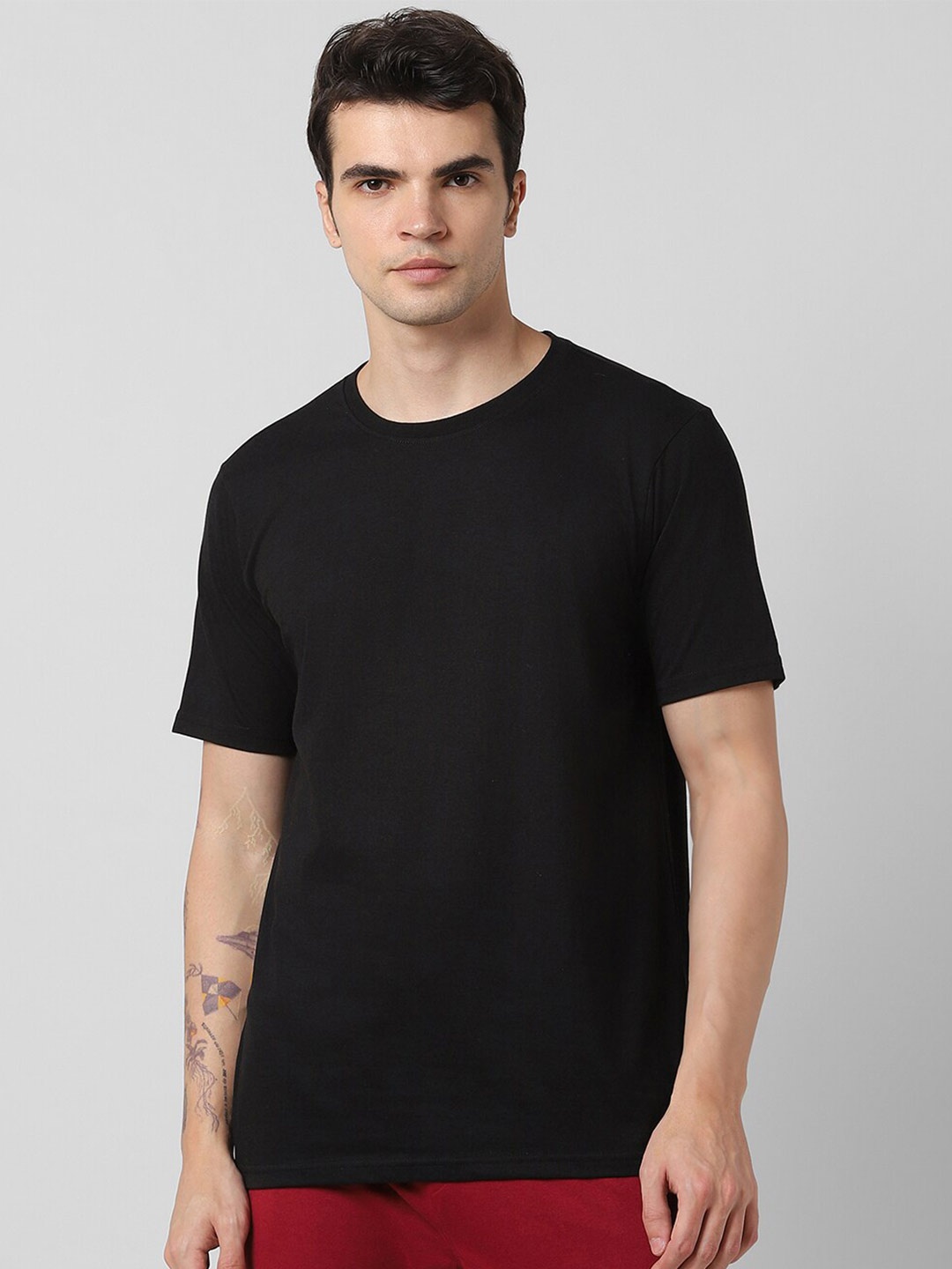 

Pantaloons Round Neck Regular Fit Cotton Casual T-shirt, Black