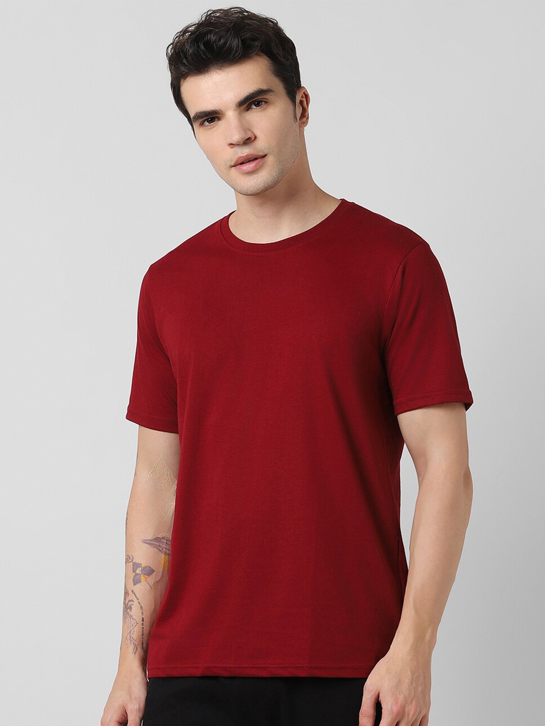 

Pantaloons Round Neck Pure Cotton Regular T-shirt, Red